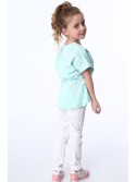 Bluza fetita cu cravate, alba si menta NDZ8200 - Magazin online - Boutique